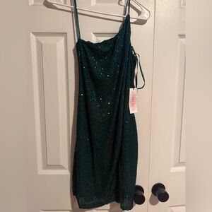 Emerald Green Sequin mini Dress